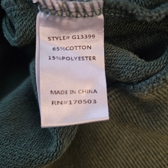 JODIFL Olive Green Puff Sleeve Sweatshirt Top Women Size S Cotton Blend - Picture 5 of 6